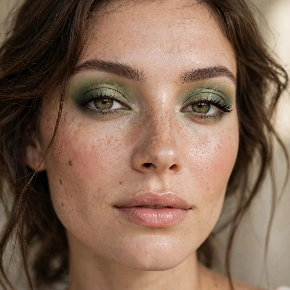Olive emerald muted eyeshadow blend