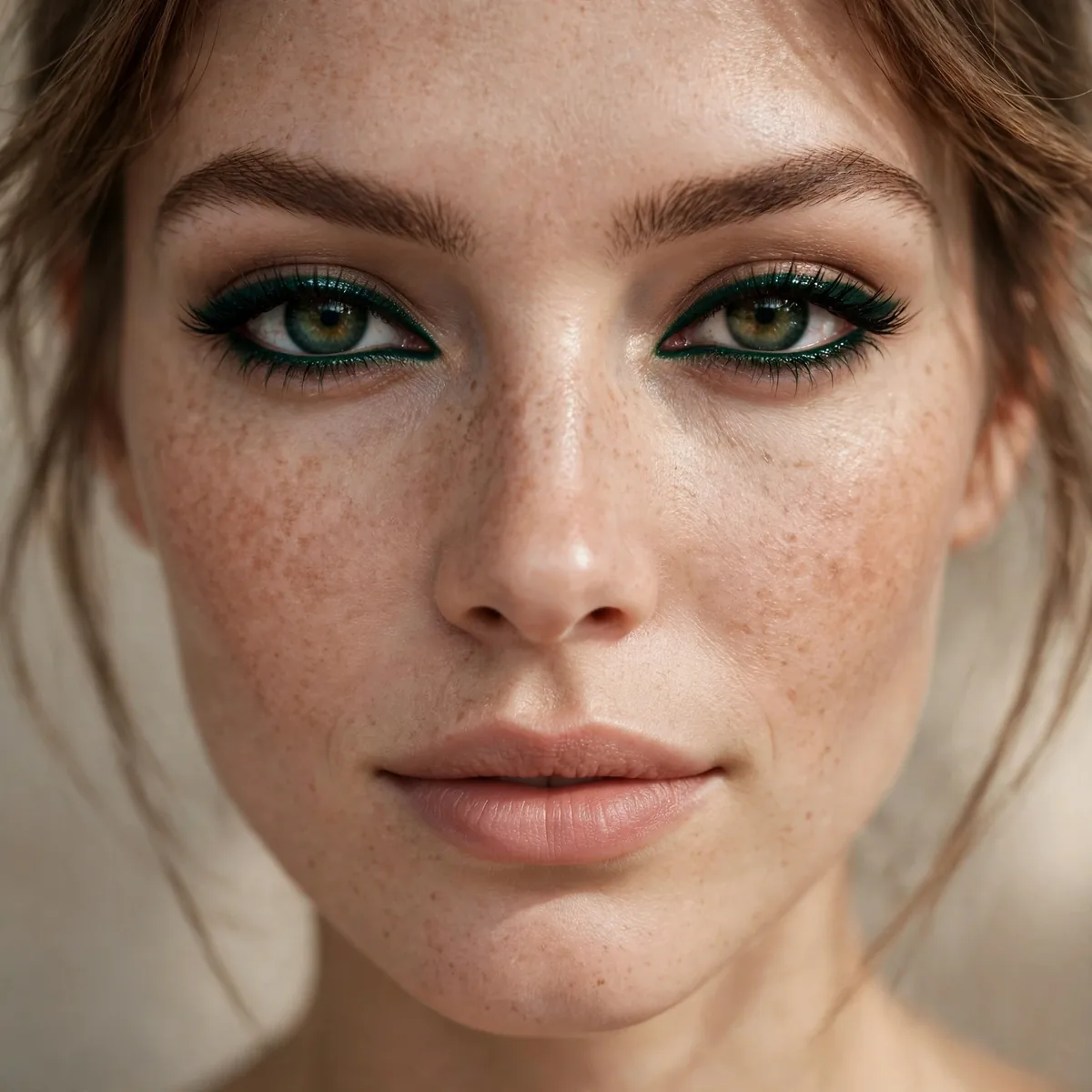 Deep emerald tightlined eyes