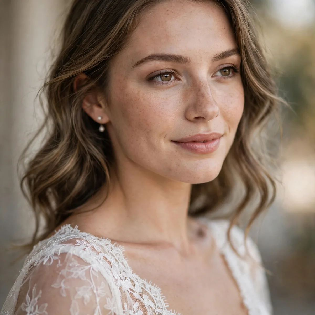 White dress engagement photo