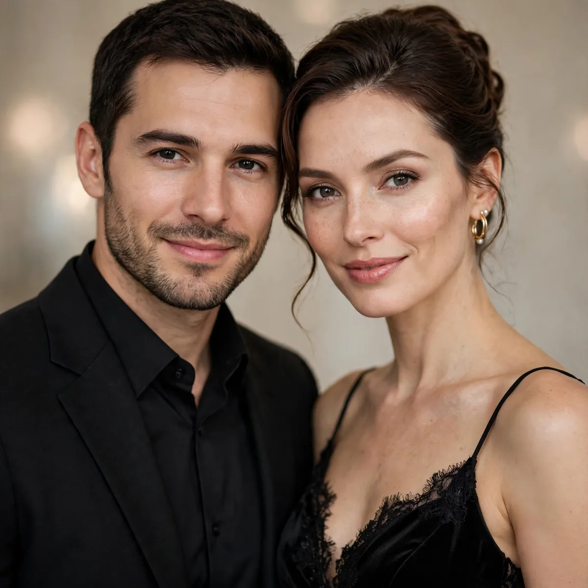 Couple in monochrome outfits