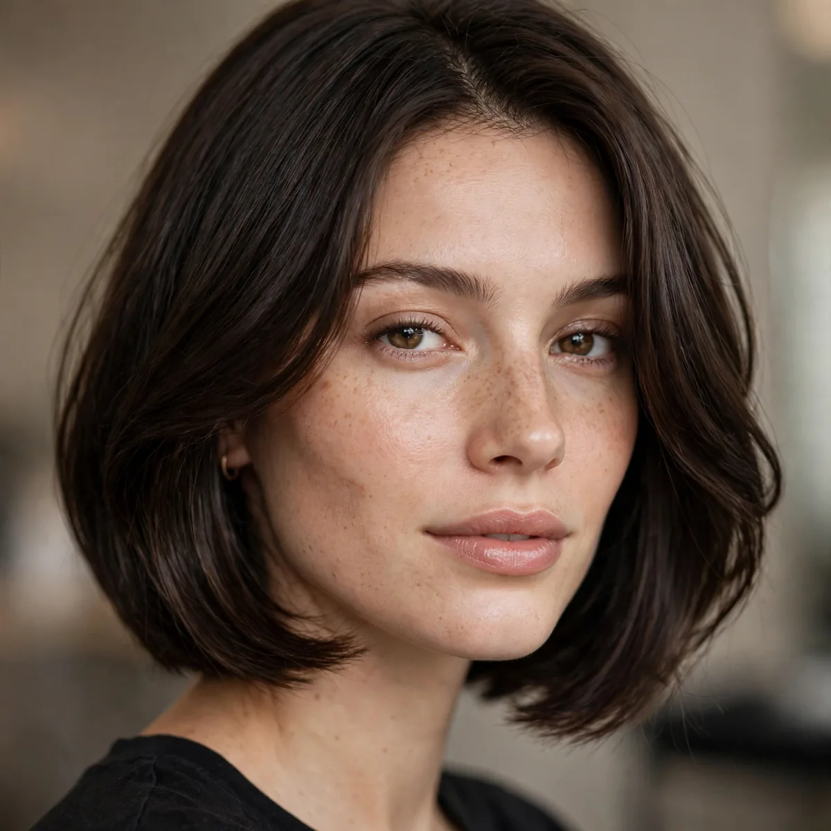 Espresso brown lob haircut