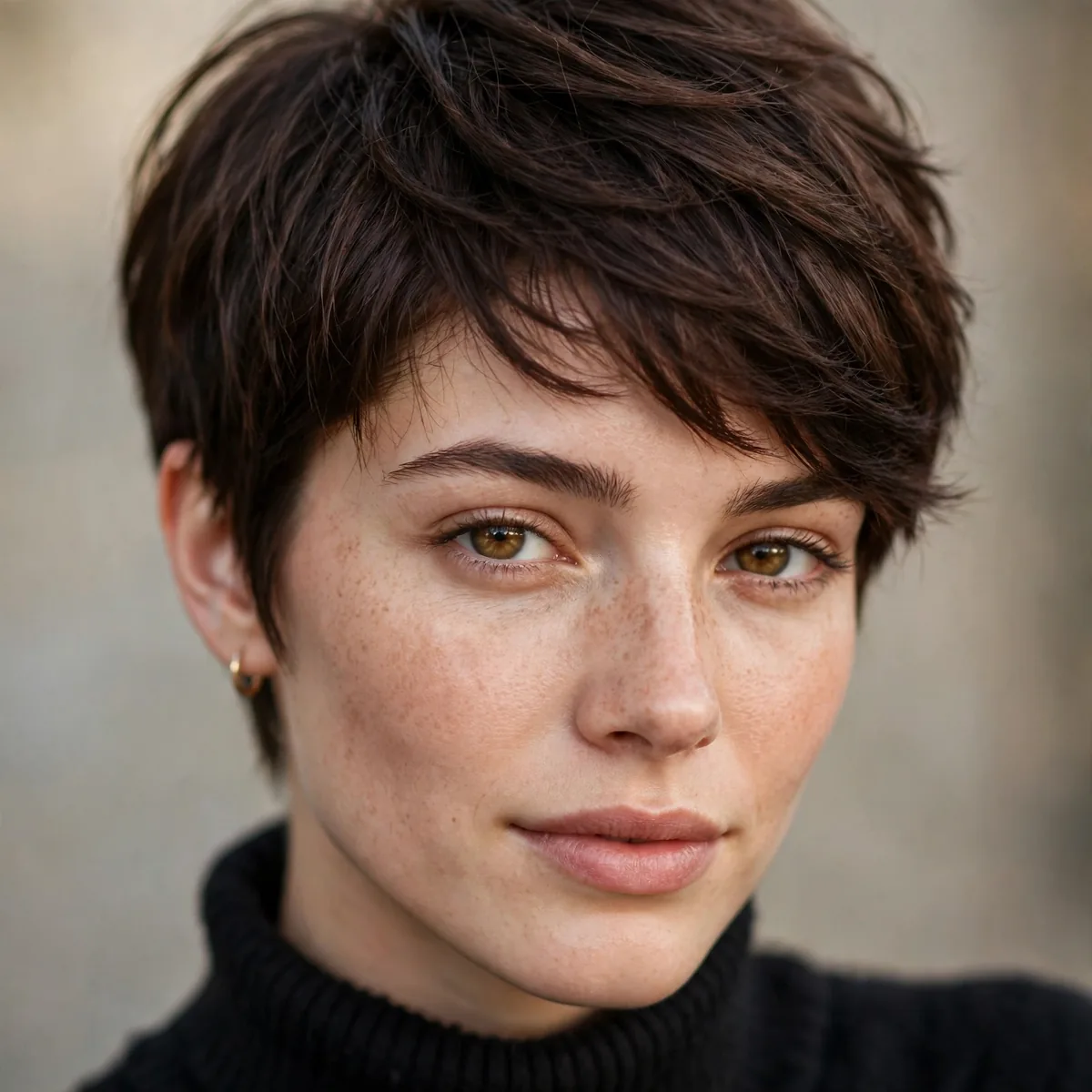 Espresso brown pixie haircut