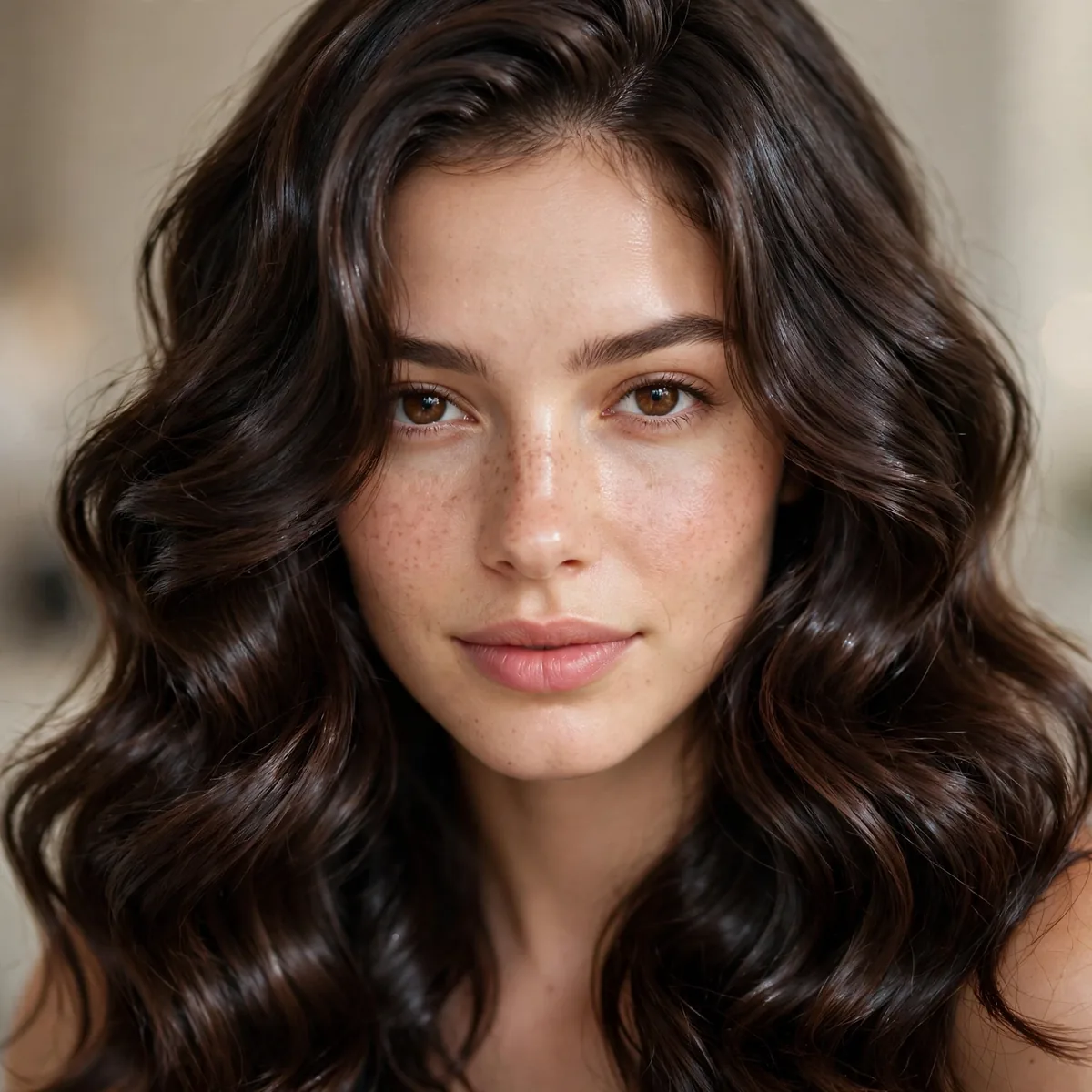 Glossy espresso wavy hair