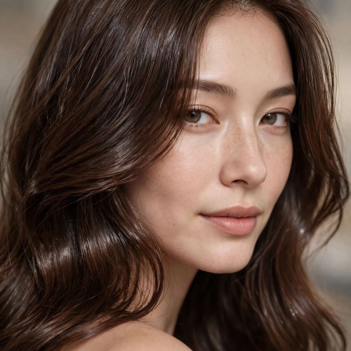 Mocha brown hair with glossy finish