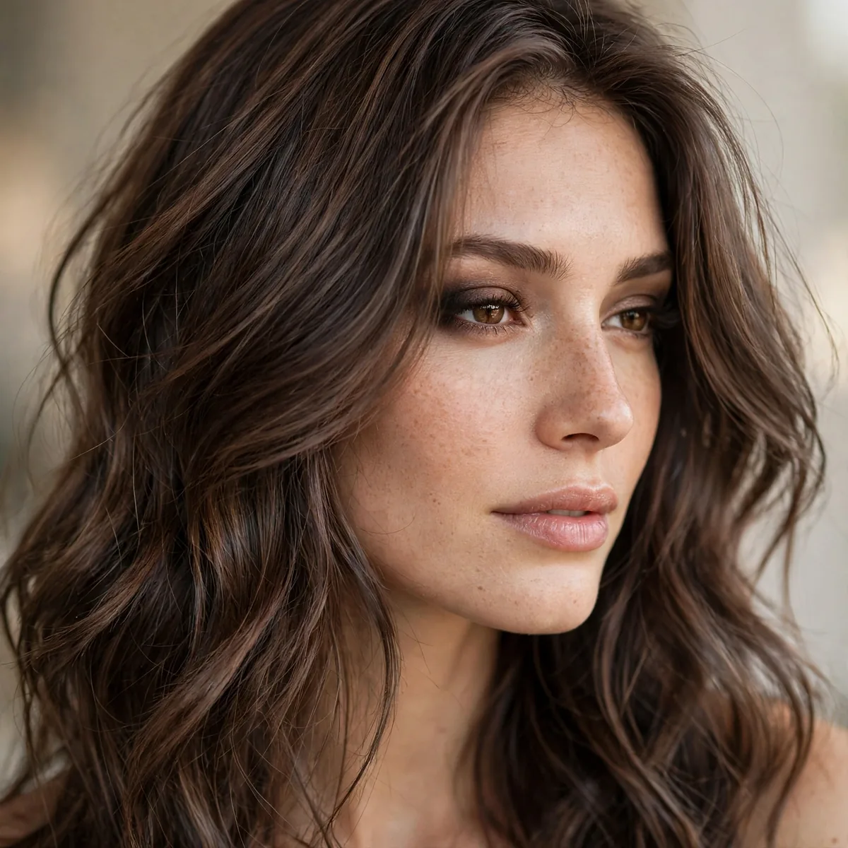 Smoky chestnut brown hair color