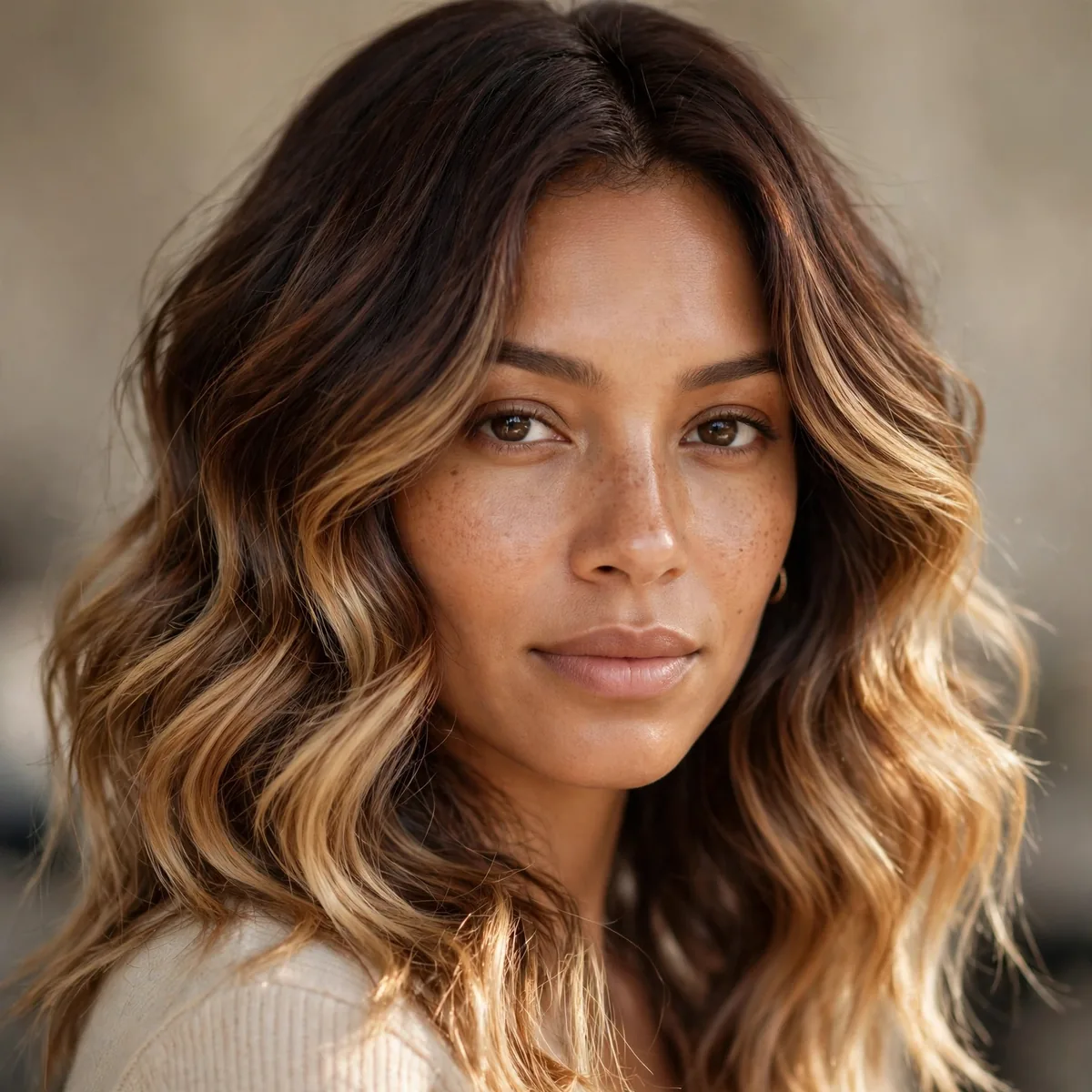 Cocoa brown root melt with lighter ends