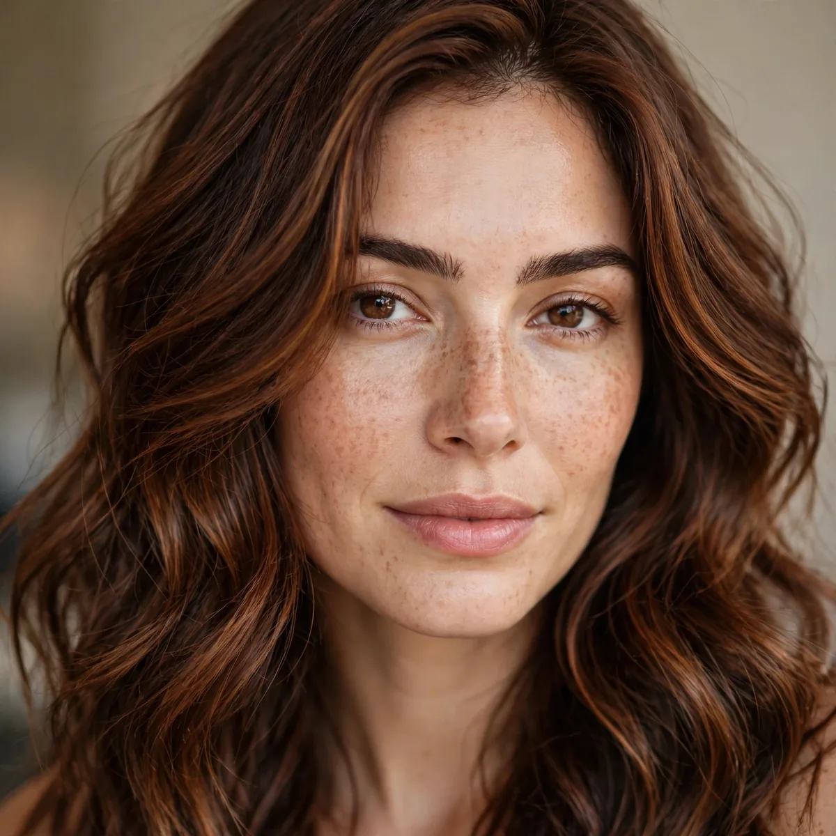 Warm spiced rum brown hair color