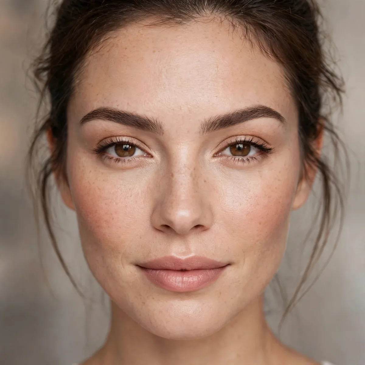 Gentle curved eyebrows for square face