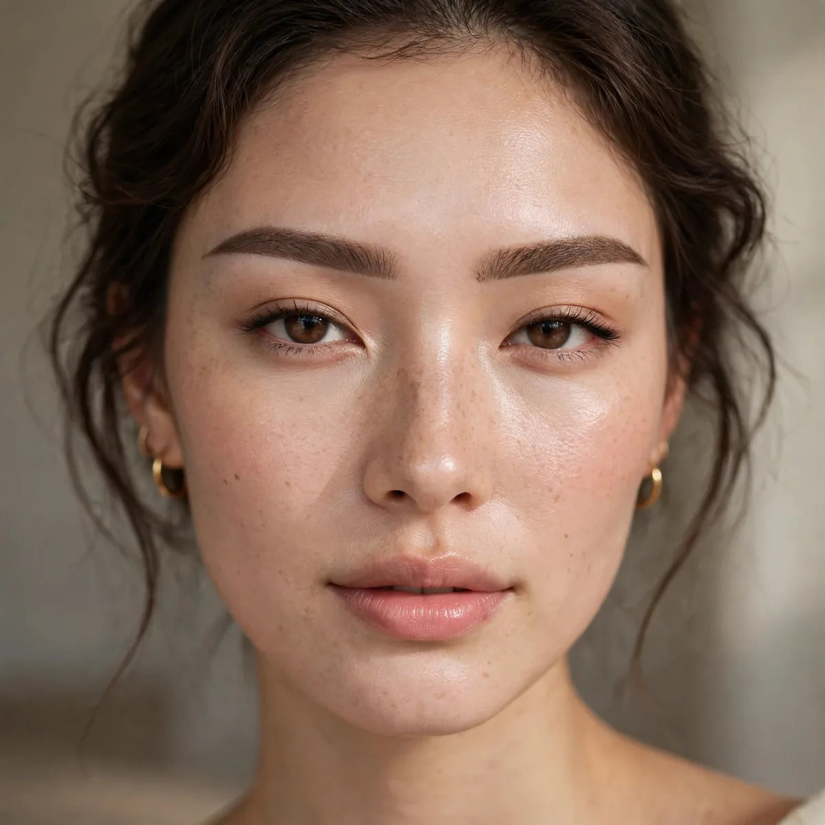 Horizontal straight eyebrows for long face