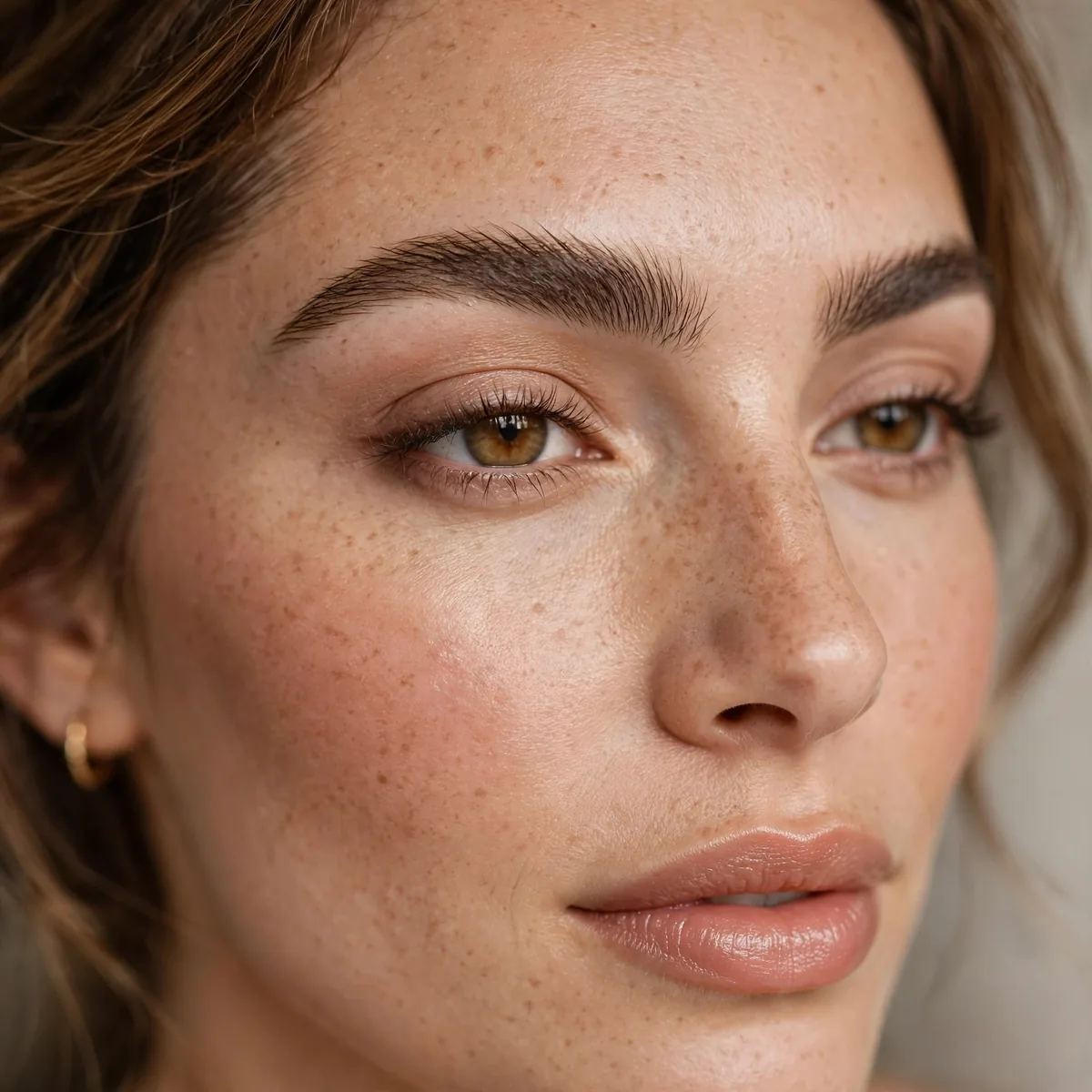 Feathered natural eyebrow look