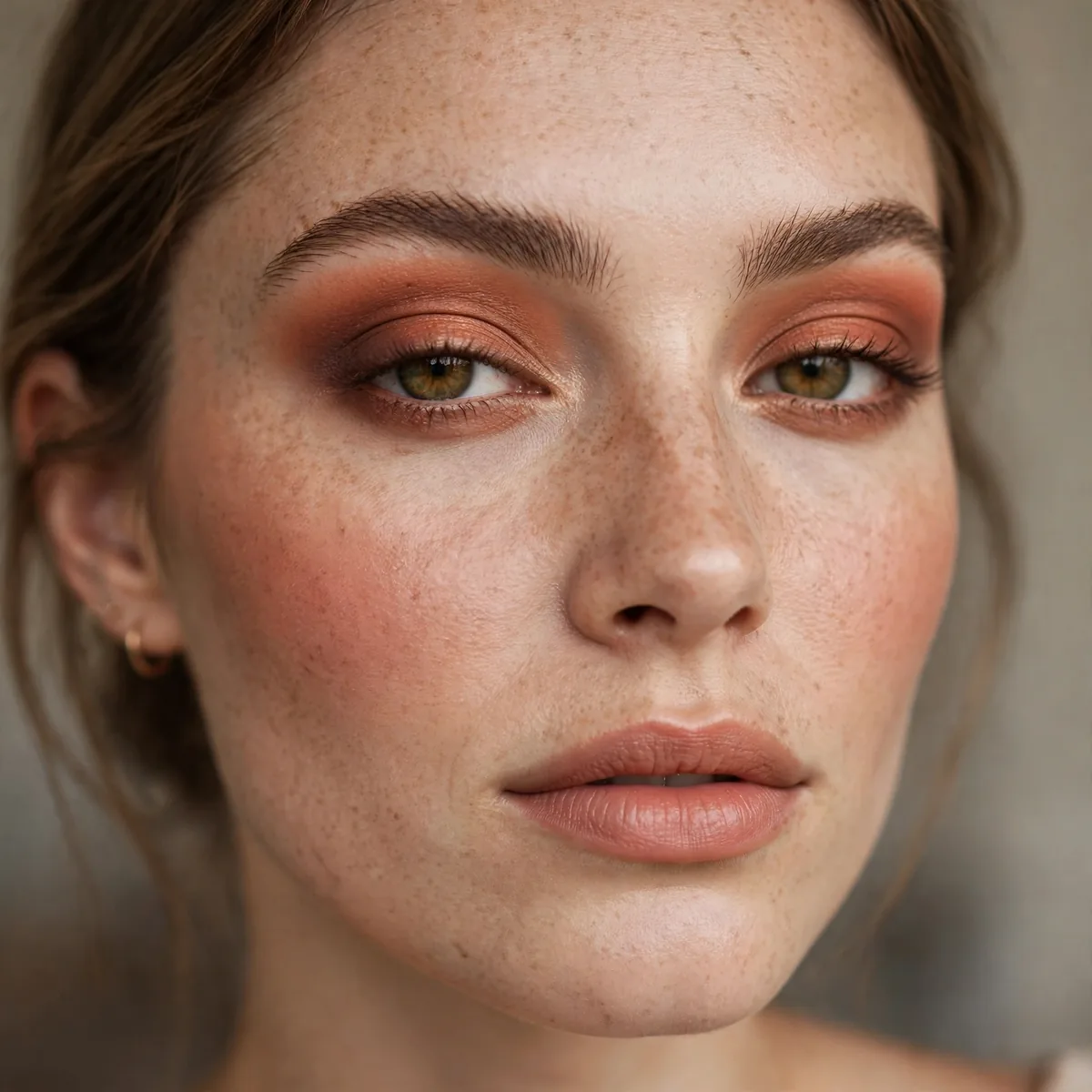 Terracotta eyeshadow blended look