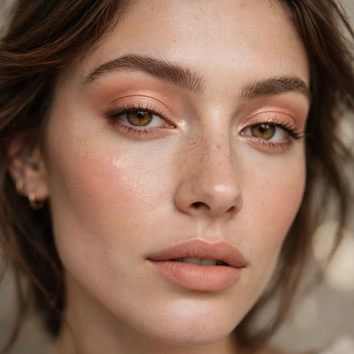 Peachy nude eyeshadow look
