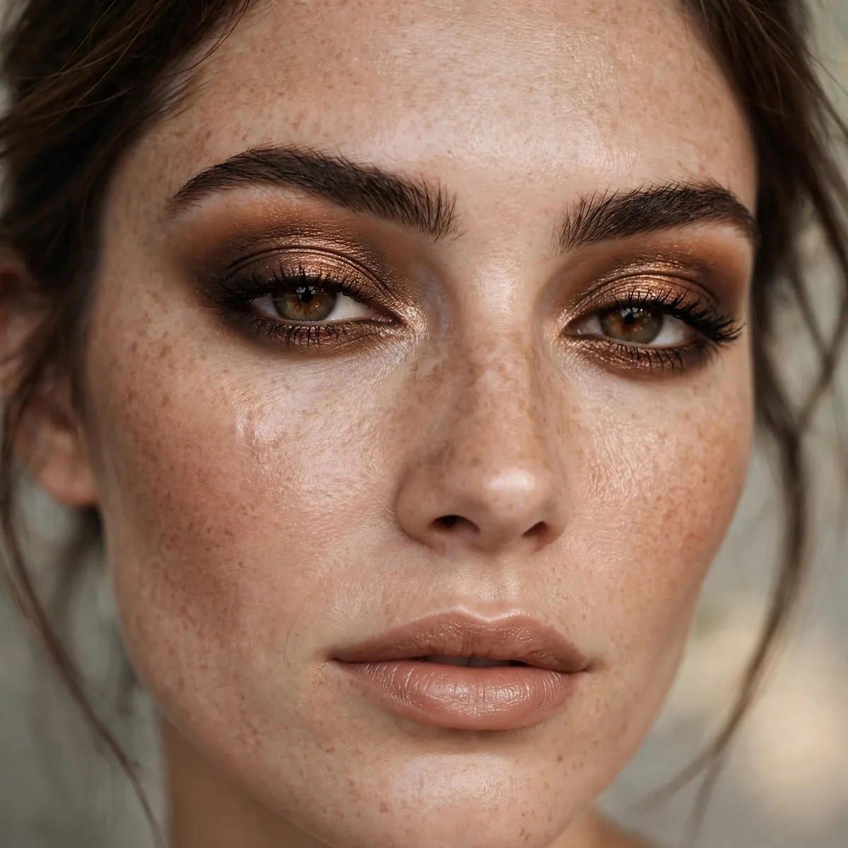 Bronze smokey eye makeup