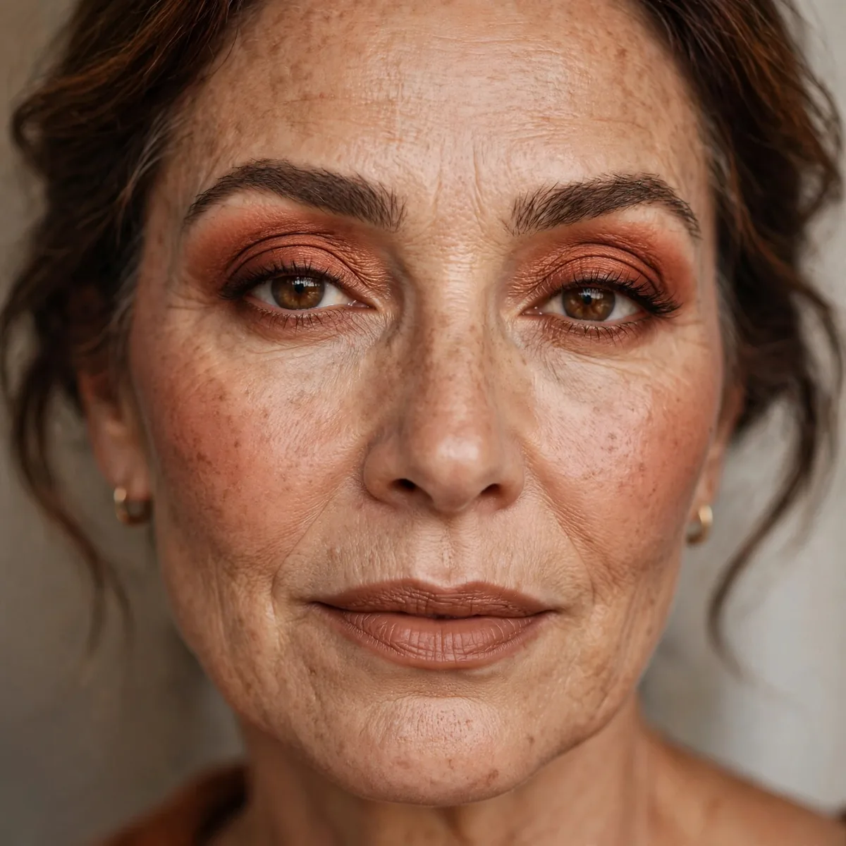 Terracotta eyeshadow warming mature eyes with autumn tones