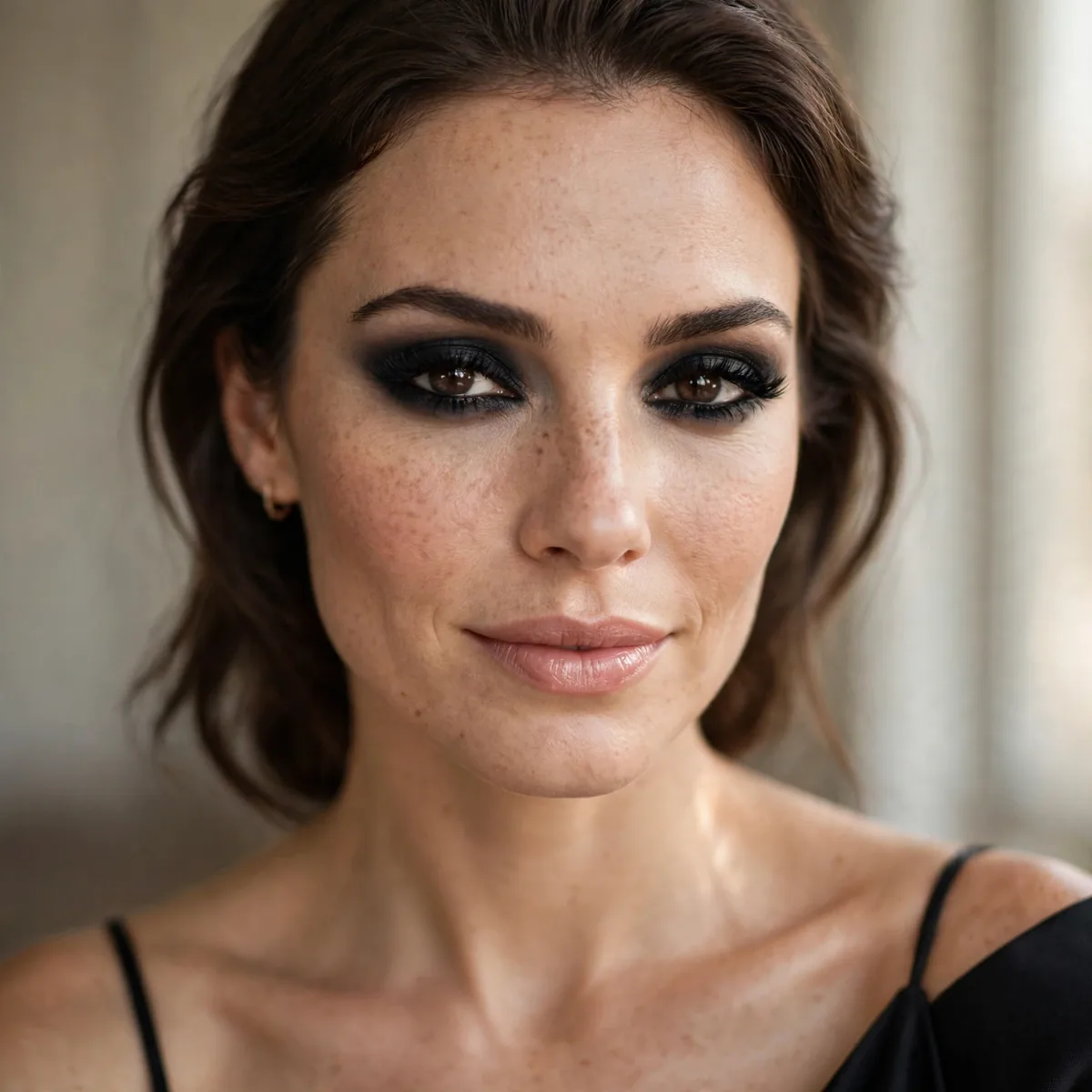 Classic black smokey eye timeless with a black dress