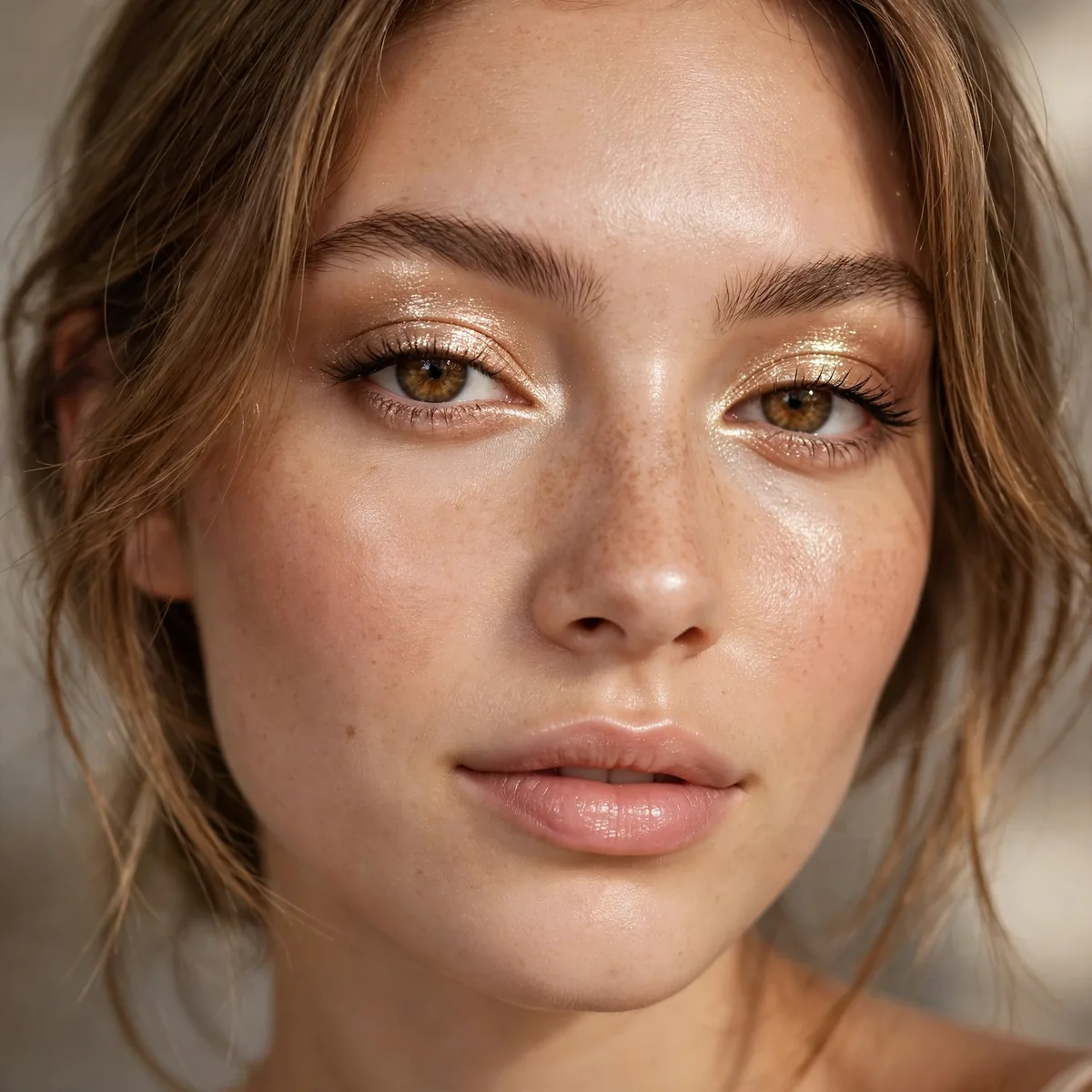 Champagne shimmer eyeshadow look