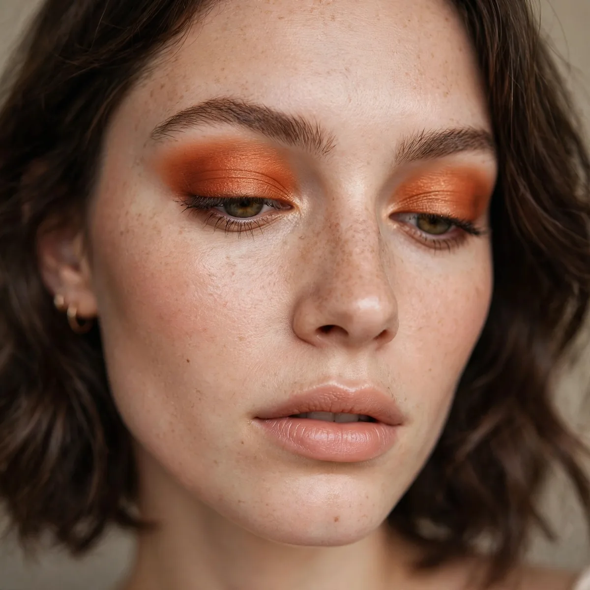 Burnt orange eyeshadow in crease