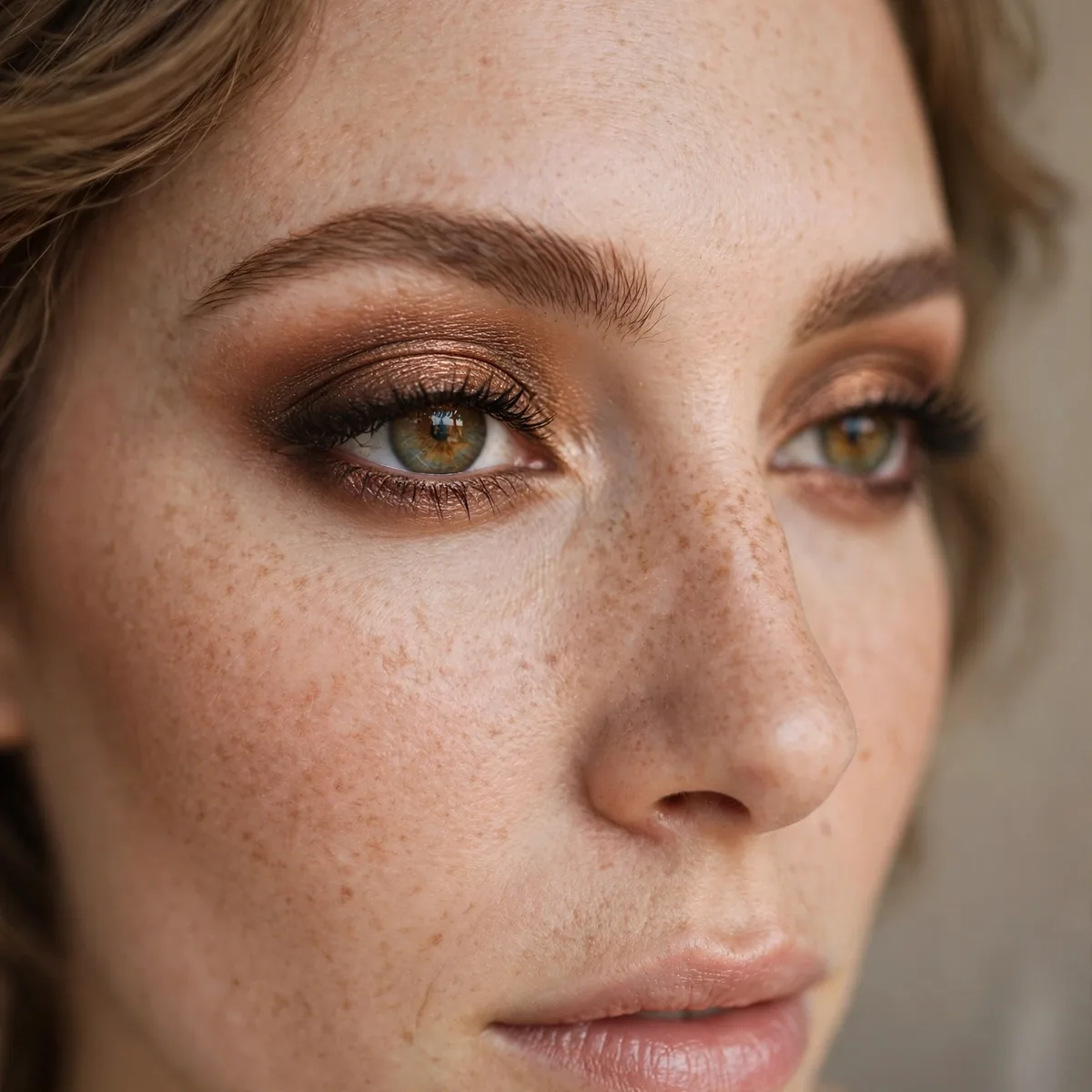 Bronze smokey eye on hazel eyes