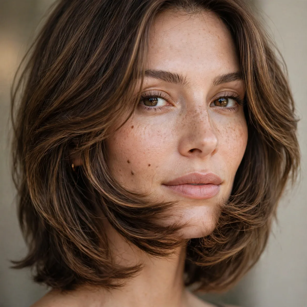 Layers balancing heart-shaped face