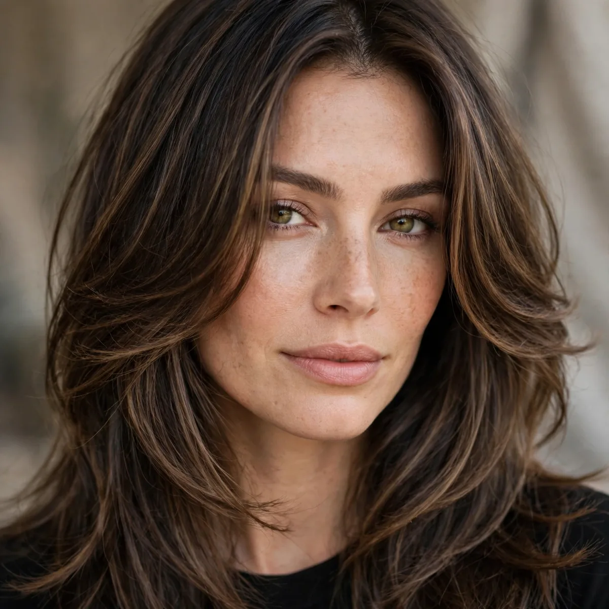 Long face-framing layers haircut