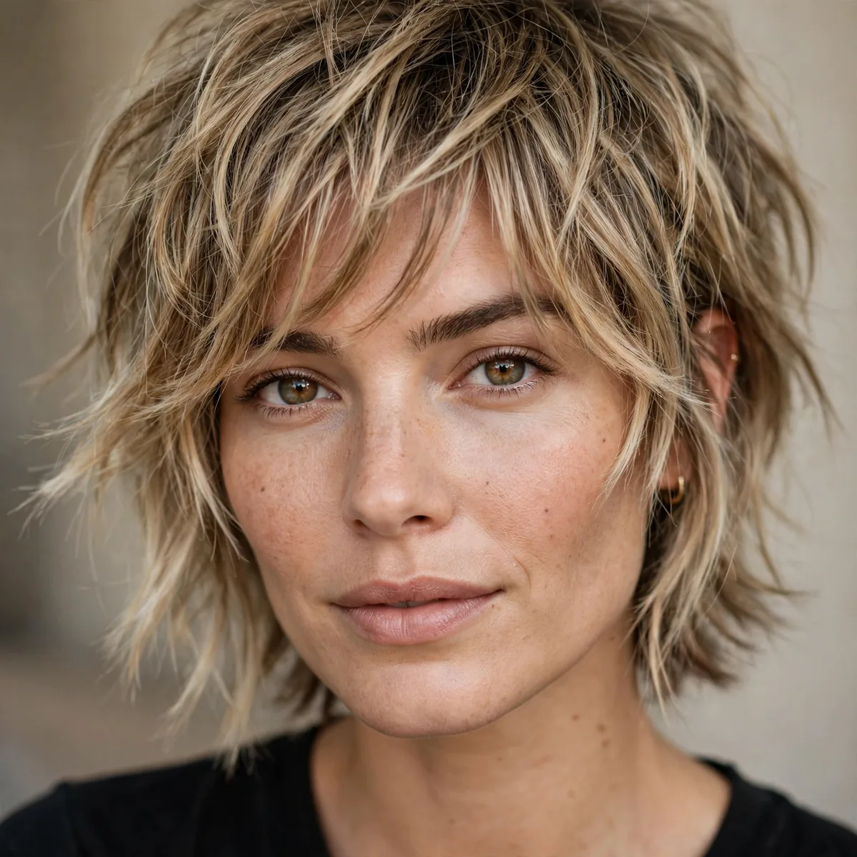 Short shaggy face-framing layers