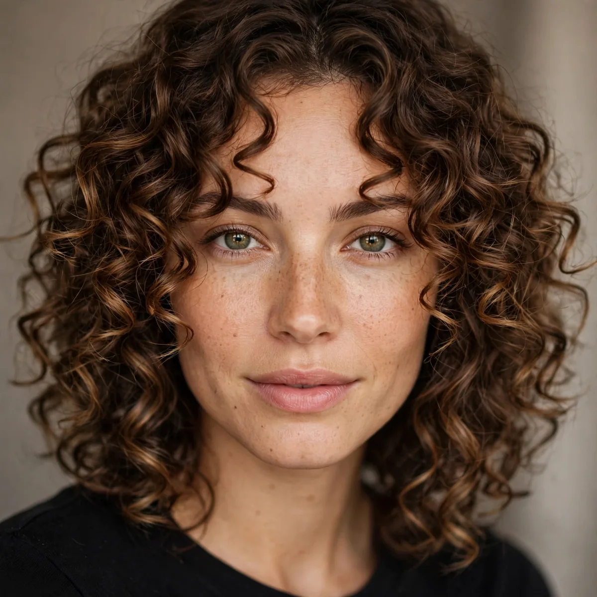 Curly face-framing layers