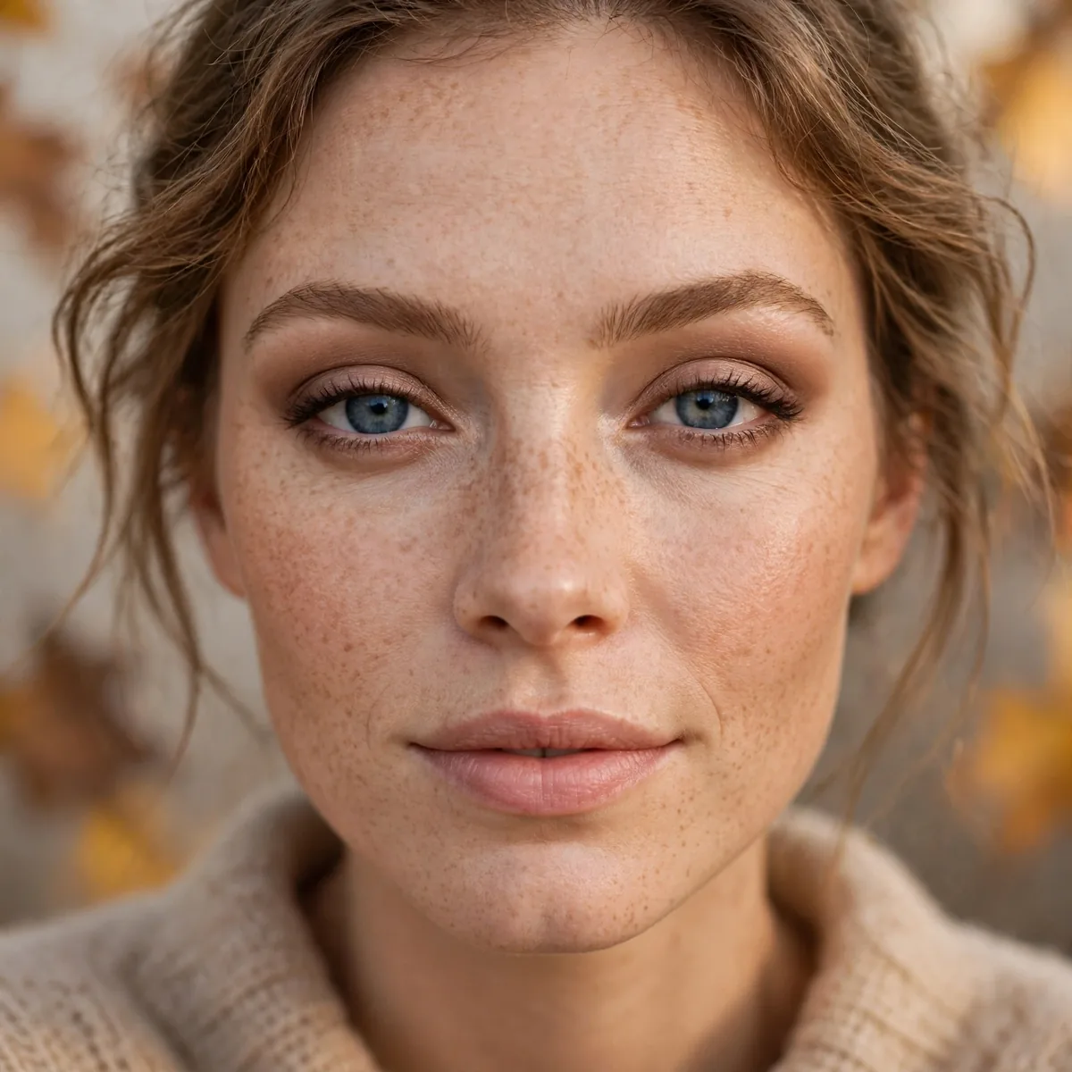 Warm taupe eyeshadow natural daytime look for blue eyes in fall