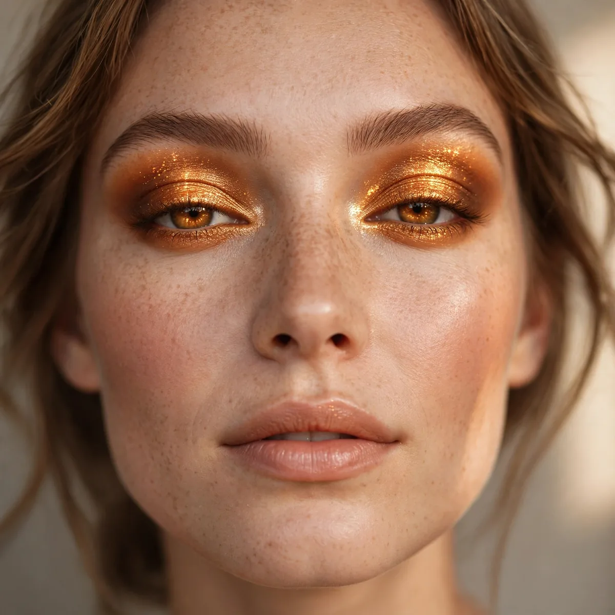 Amber glowing eyeshadow radiant for fall makeup