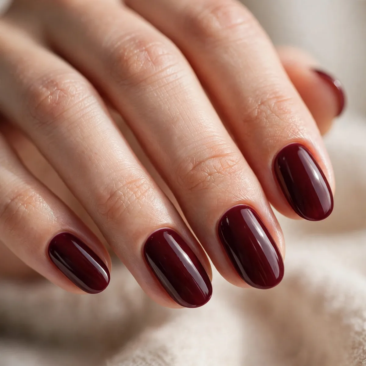 Deep burgundy nails