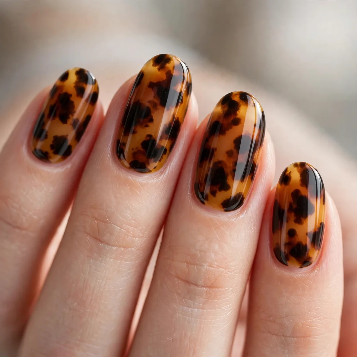 Tortoiseshell nail art design