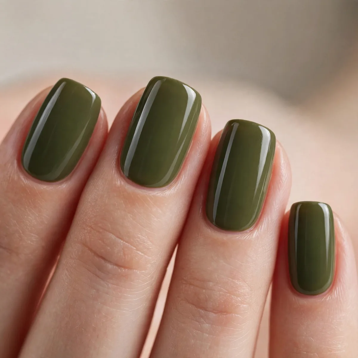 Olive green nail polish