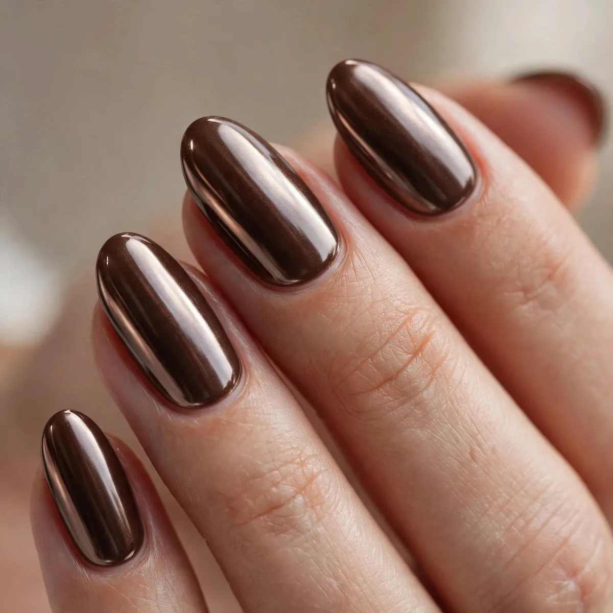 Chrome glazed chocolate nails