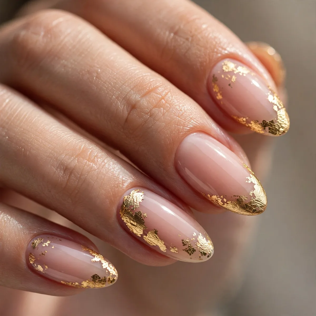 Gold foil accent nail art