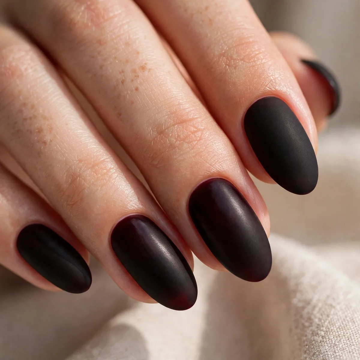Matte black cherry nails