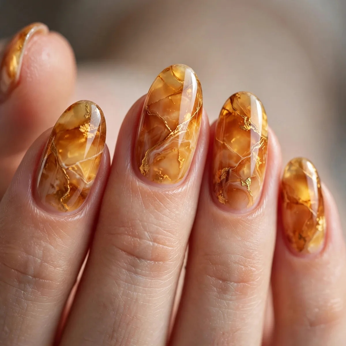 Amber marble nail art