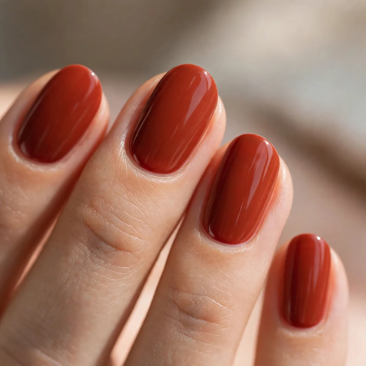 Rust red nail polish