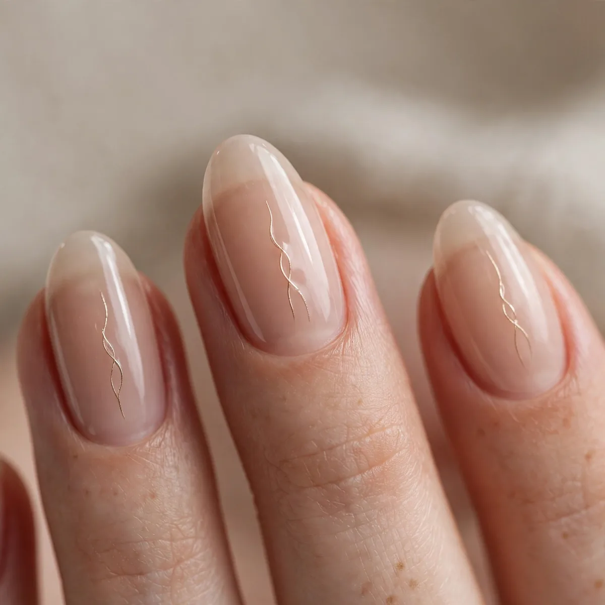 Sheer nude nails with subtle art