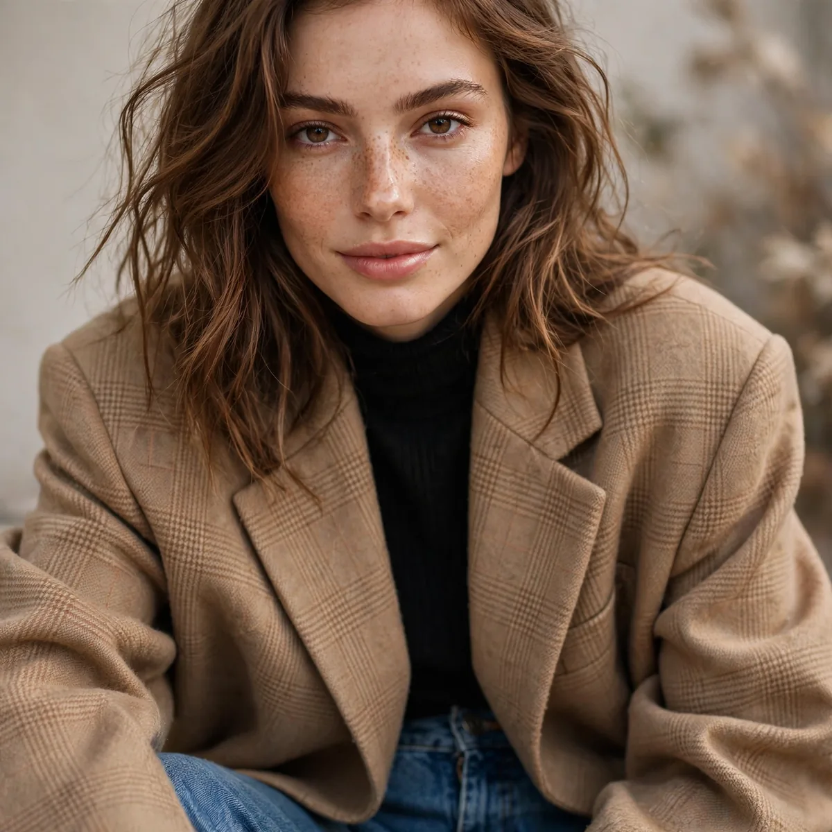 Oversized blazer with jeans fall outfit