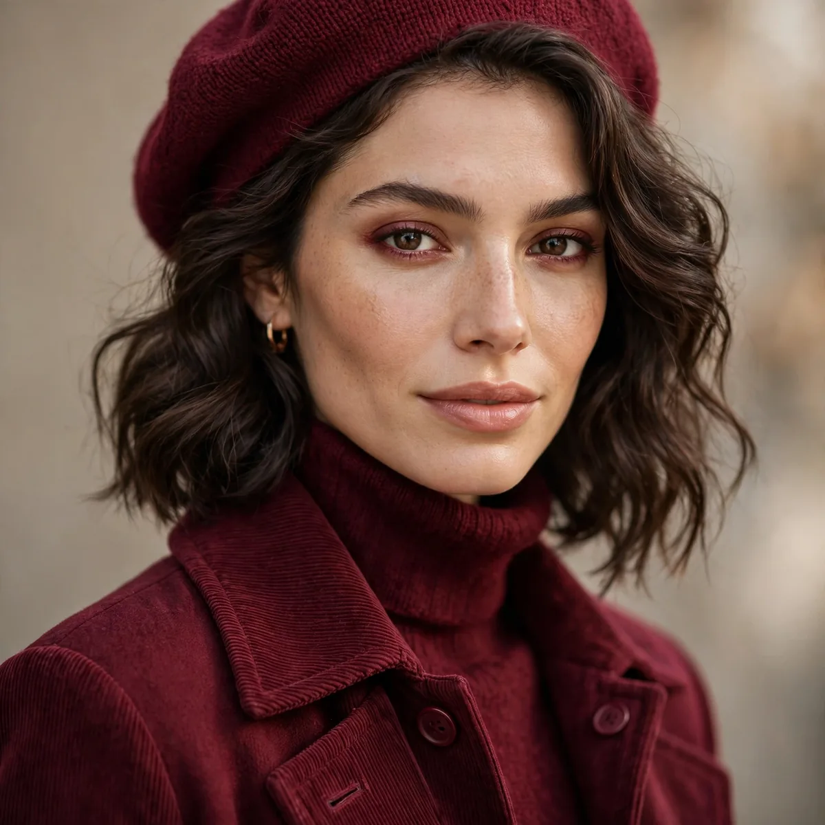 Burgundy monochrome fall outfit