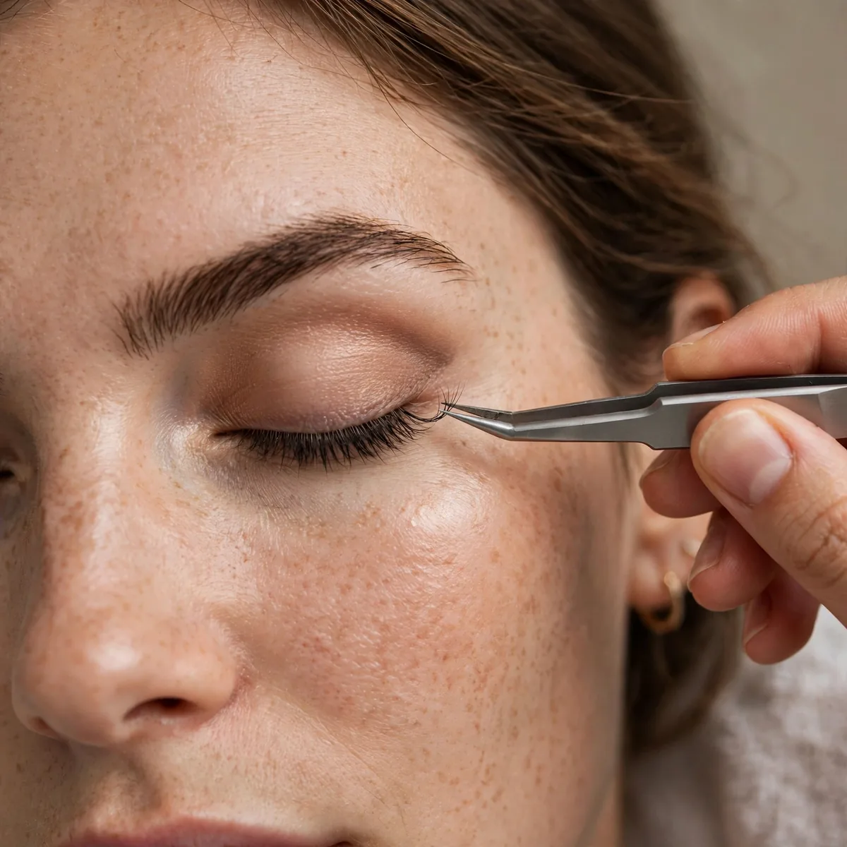 Tweezer placement of false lashes