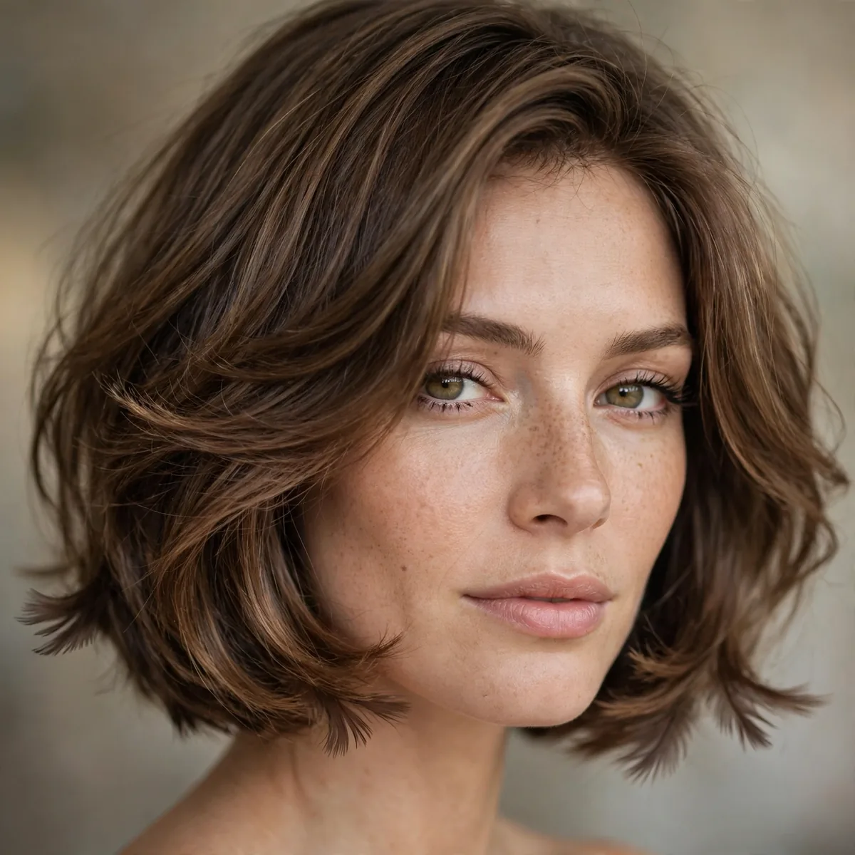 Feathered bob haircut with soft ends