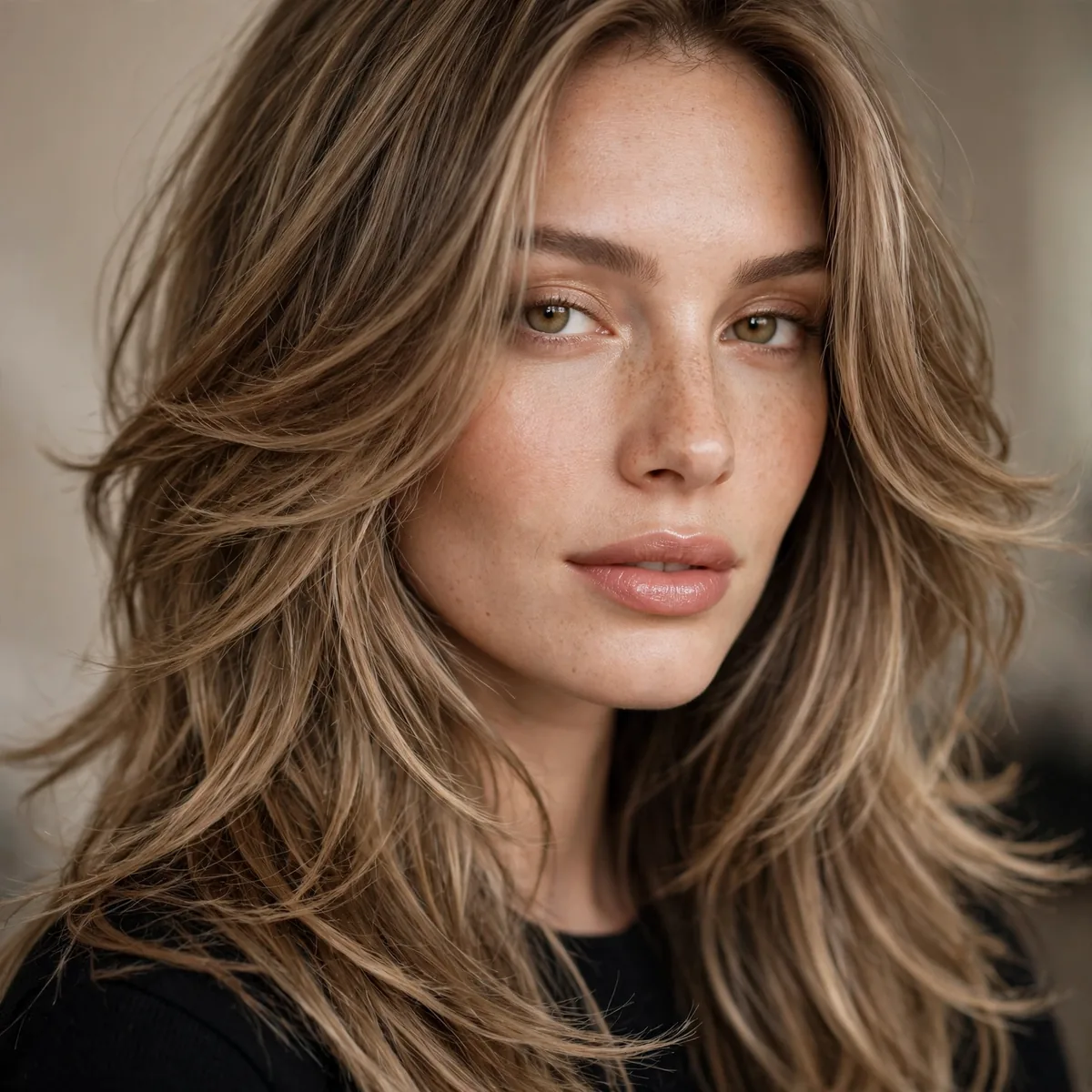 Long haircut with feathered layers