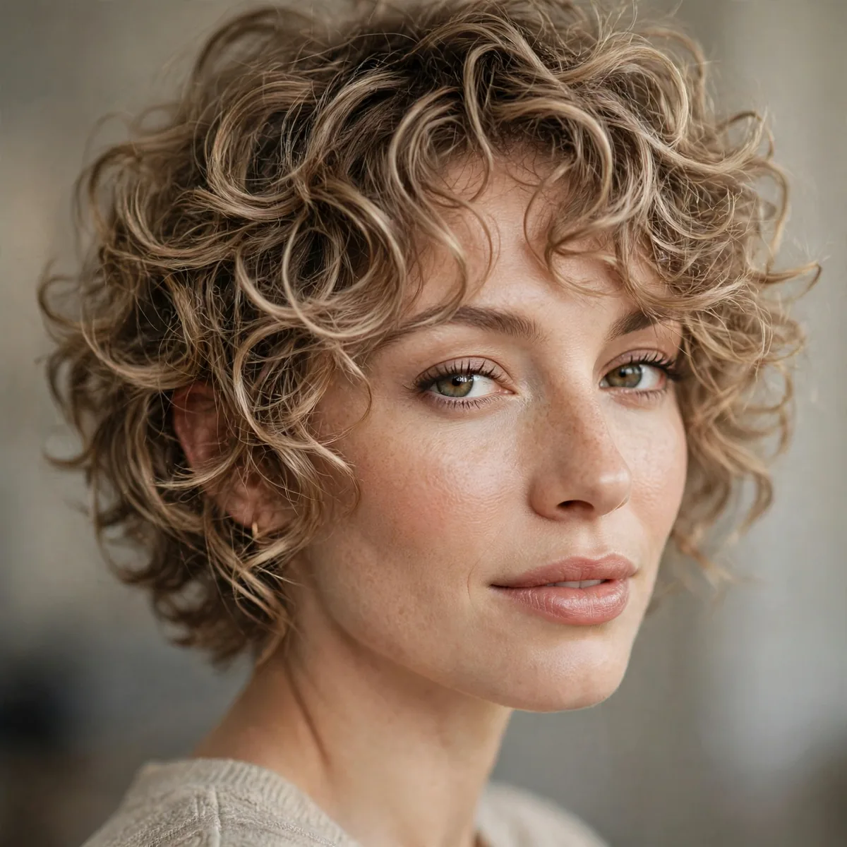 Feathered haircut on fine curly hair