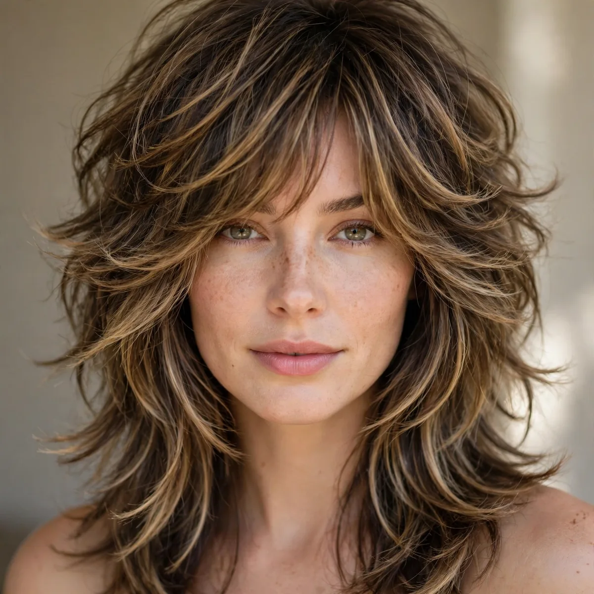 Feathered wolf shag hybrid haircut