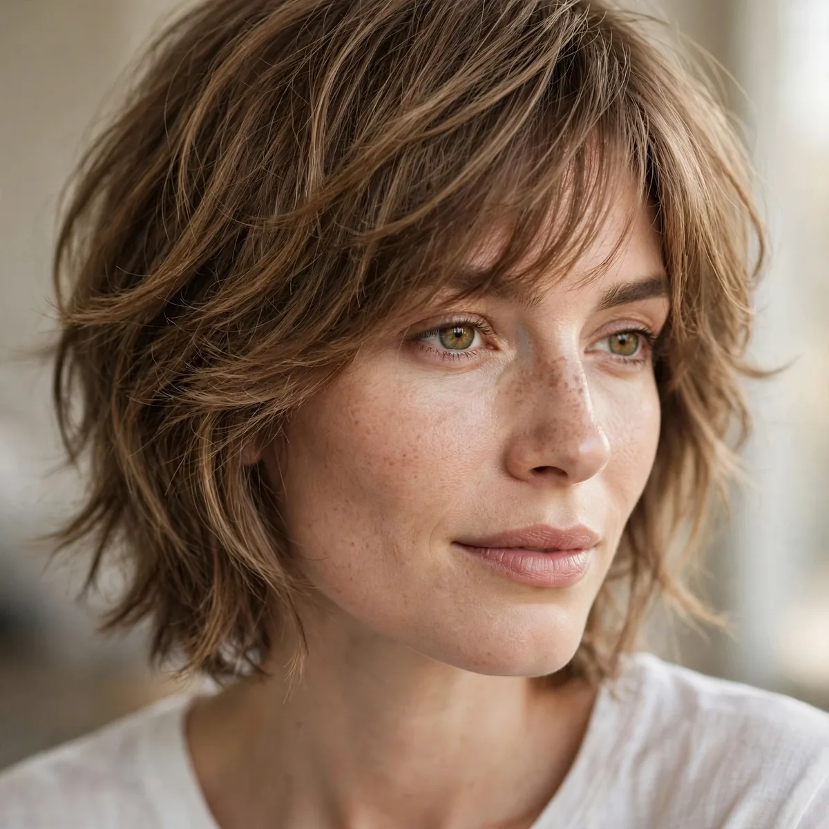 Easy feathered haircut with natural texture