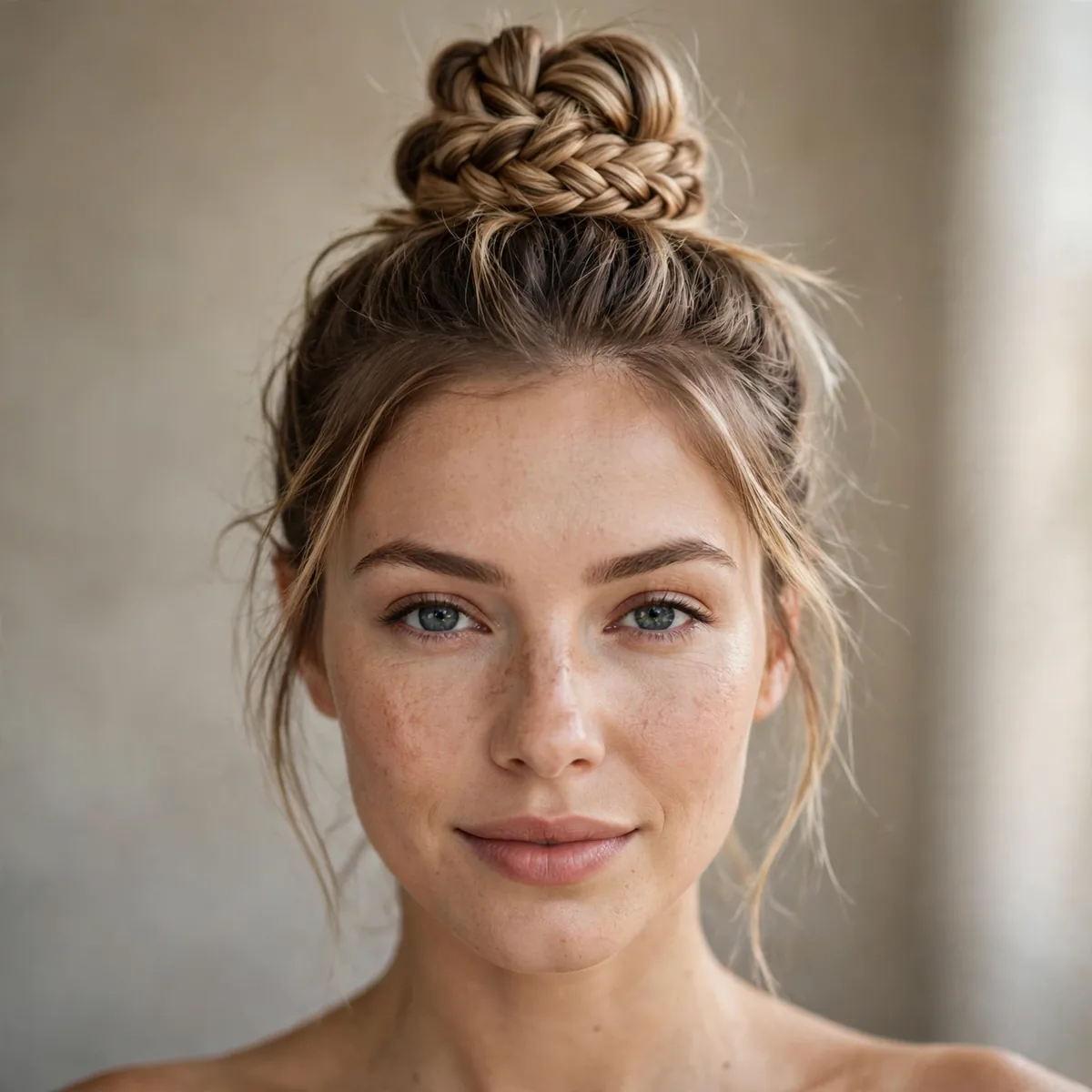 Top knot with fishtail braid detail