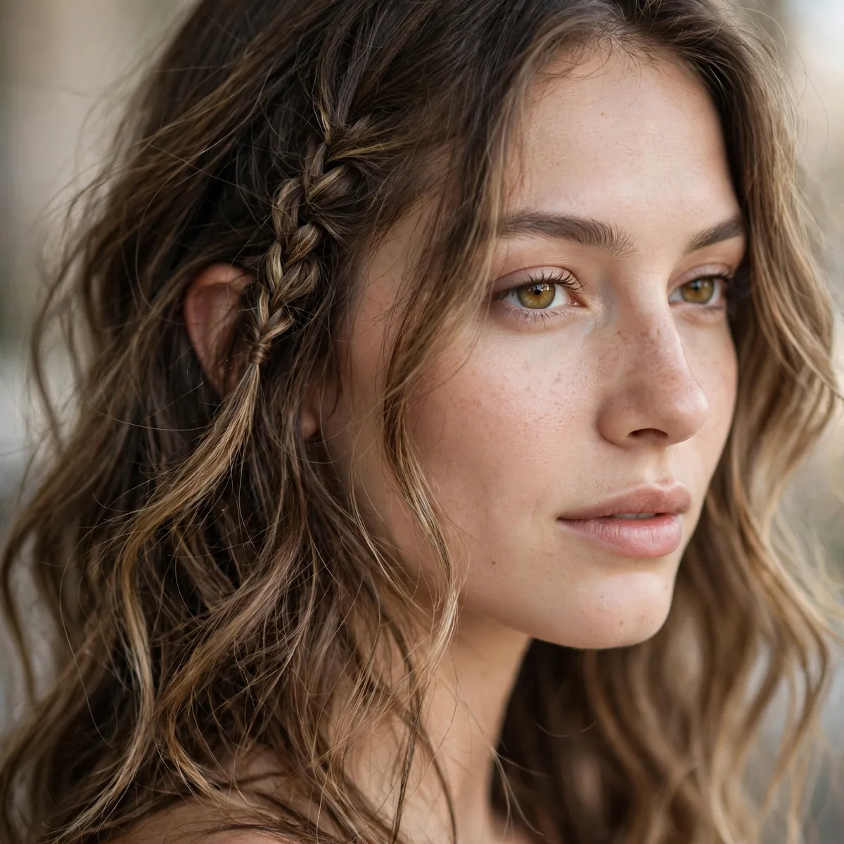 Small fishtail accent braid in loose hair