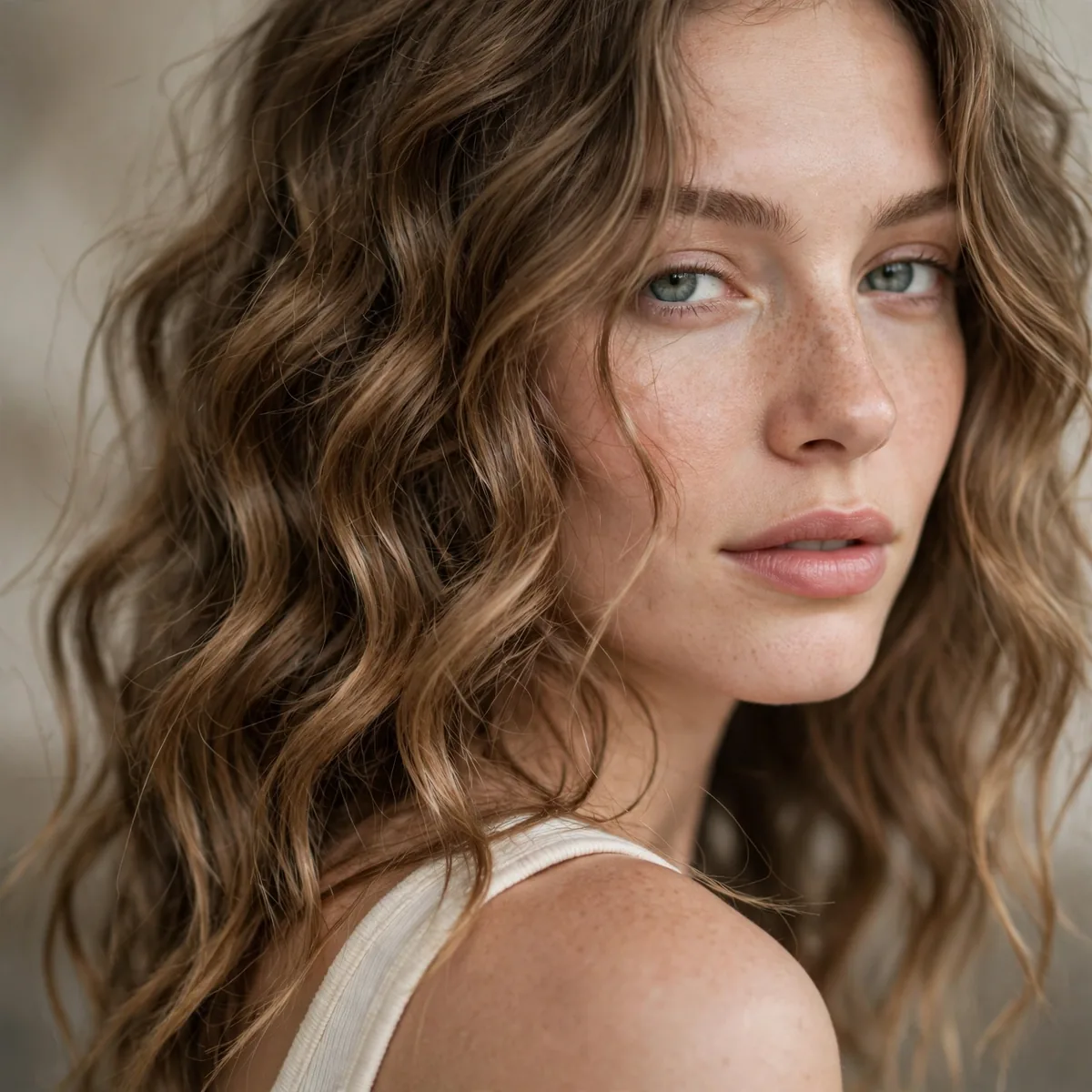 Wavy hair after sleeping in a fishtail braid