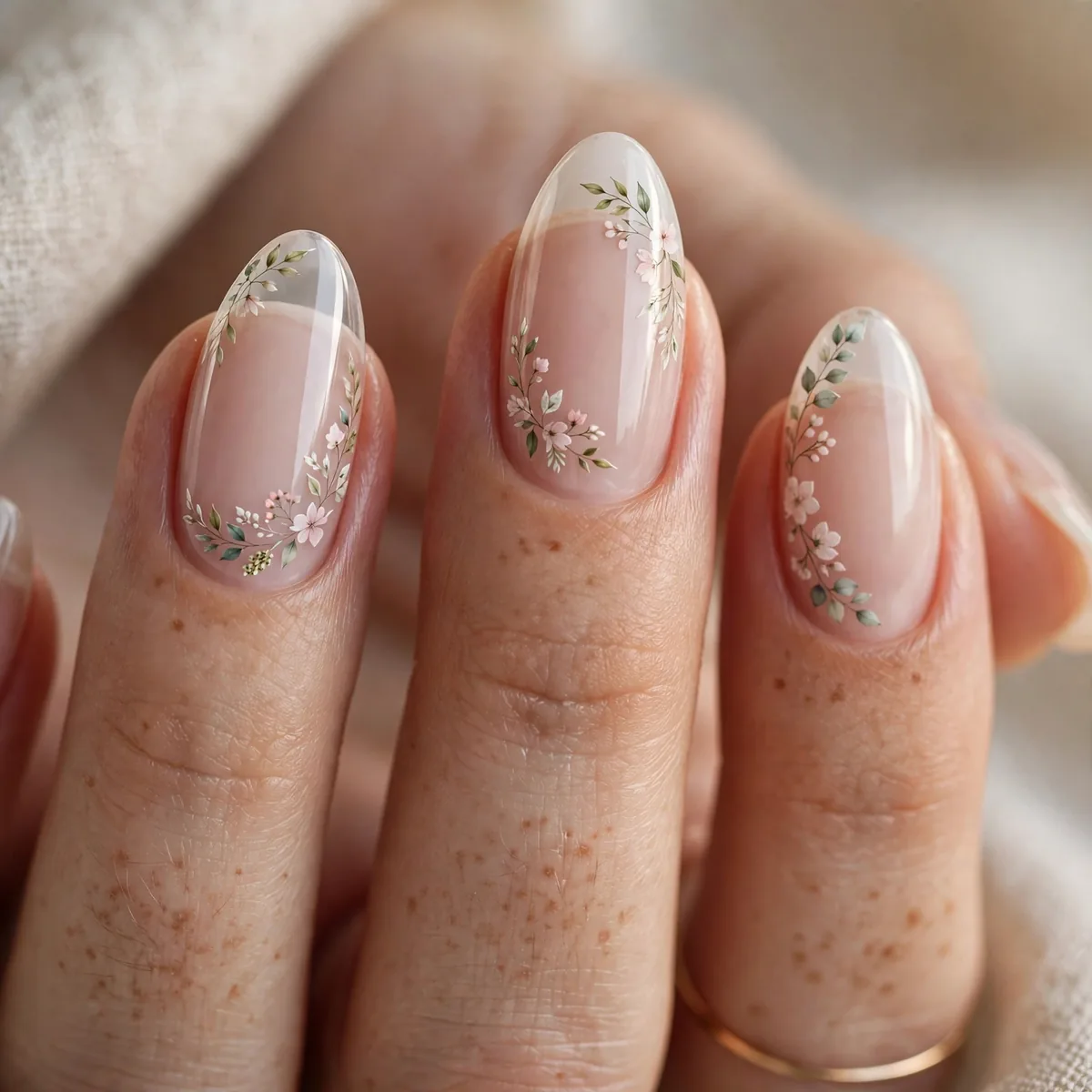 Negative space floral nail design