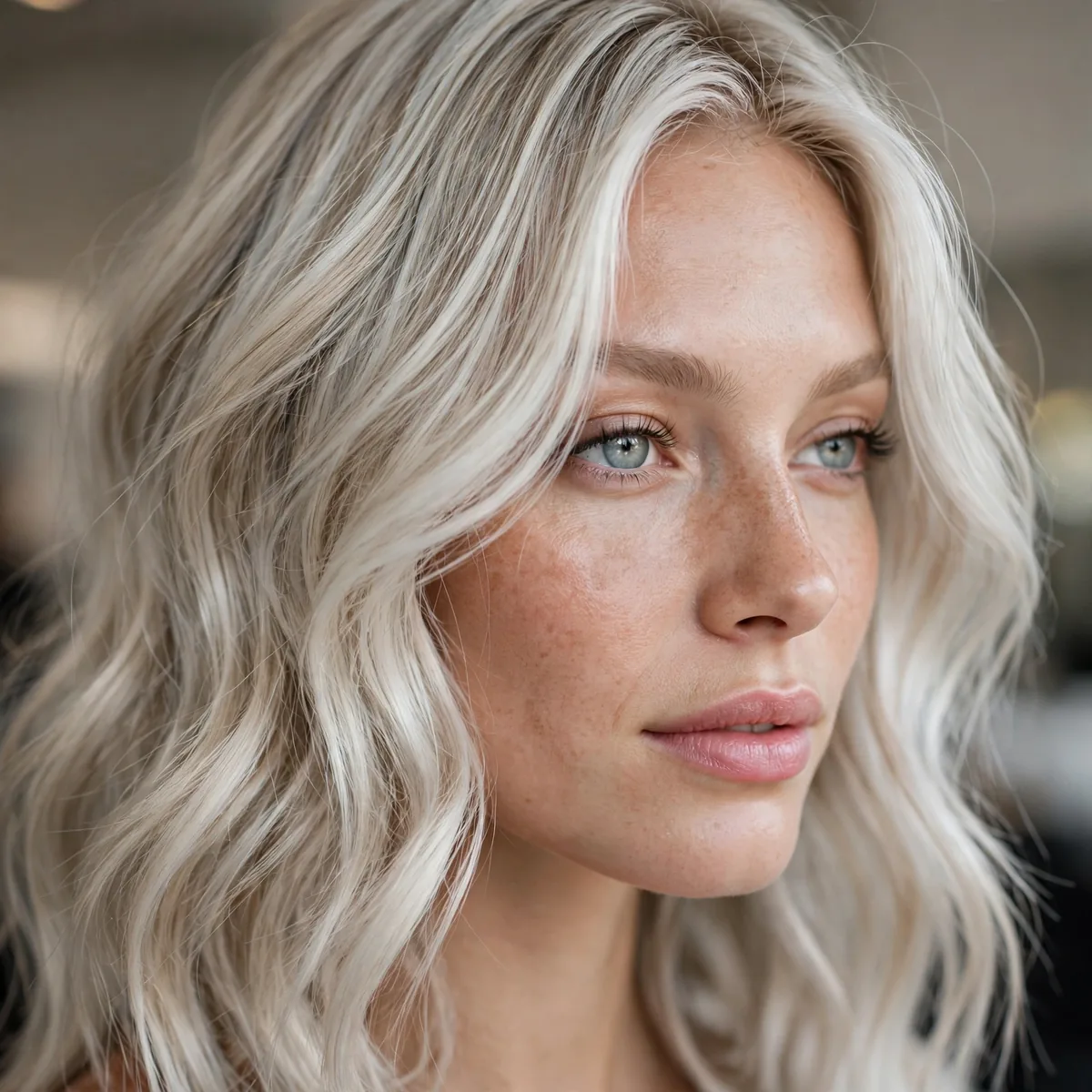 Icy platinum blonde foilayage